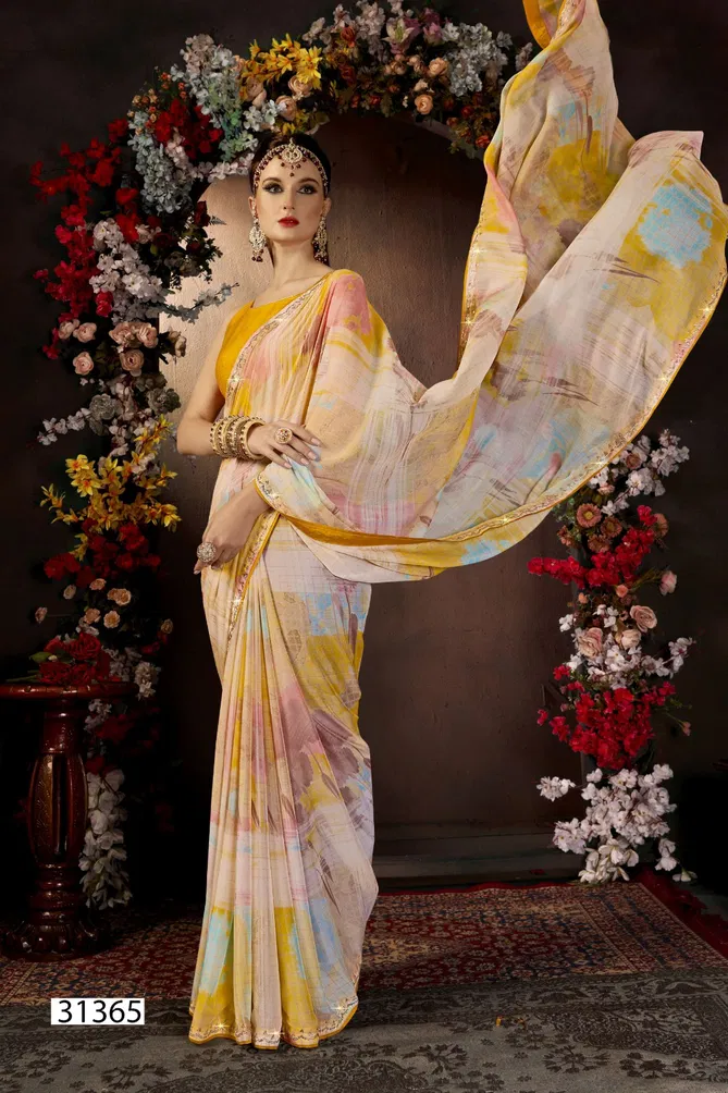 Gunakshi By Vallabhi Moss Georgette Printed Sarees Suppliers In India